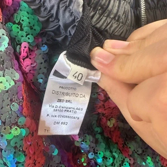 Dimora Italy Multicolor Sequin Wide Leg Pants IT 40 US Small NWT Disco Festival - Picture 5 of 9